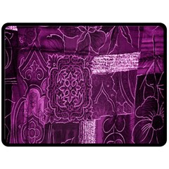Purple Background Patchwork Flowers Double Sided Fleece Blanket (large)  by BangZart