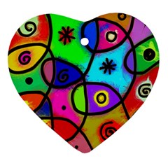 Digitally Painted Colourful Abstract Whimsical Shape Pattern Ornament (heart) by BangZart