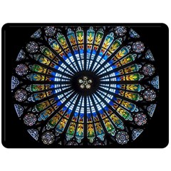 Stained Glass Rose Window In France s Strasbourg Cathedral Double Sided Fleece Blanket (large)  by BangZart