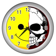 Skull Behind Your Smile Wall Clocks (silver)  by BangZart