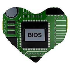 Computer Bios Board Large 19  Premium Flano Heart Shape Cushions by BangZart