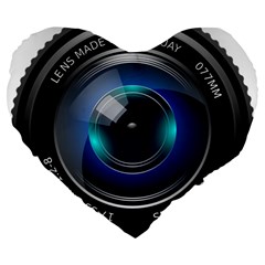 Camera Lens Prime Photography Large 19  Premium Flano Heart Shape Cushions by BangZart
