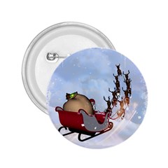 Christmas, Santa Claus With Reindeer 2 25  Buttons by FantasyWorld7