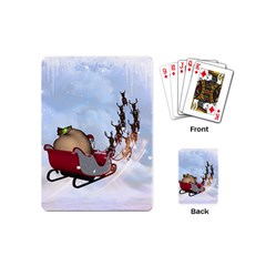 Christmas, Santa Claus With Reindeer Playing Cards (mini)  by FantasyWorld7
