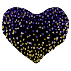 Space Star Light Gold Blue Beauty Large 19  Premium Flano Heart Shape Cushions by Mariart