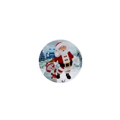 Funny Santa Claus With Snowman 1  Mini Buttons by FantasyWorld7