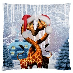 Christmas, Giraffe In Love With Christmas Hat Standard Flano Cushion Case (one Side) by FantasyWorld7
