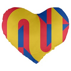 Rainbow Sign Yellow Red Blue Retro Large 19  Premium Flano Heart Shape Cushions by Mariart
