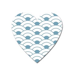Art Deco,shell Pattern,teal,white Heart Magnet by NouveauDesign