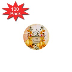 Happy Thanksgiving With Pumpkin 1  Mini Buttons (100 Pack)  by FantasyWorld7