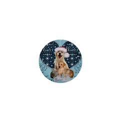 It s Winter And Christmas Time, Cute Kitten And Dogs 1  Mini Buttons by FantasyWorld7
