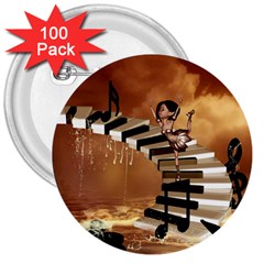 Cute Little Girl Dancing On A Piano 3  Buttons (100 Pack)  by FantasyWorld7