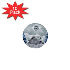 Cute Polar Bear Baby, Merry Christmas 1  Mini Buttons (10 Pack)  by FantasyWorld7