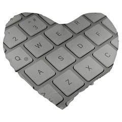 Keyboard Letters Key Print White Large 19  Premium Flano Heart Shape Cushions by BangZart