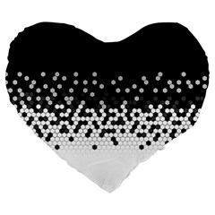 Flat Tech Camouflage Black And White Large 19  Premium Flano Heart Shape Cushions by jumpercat