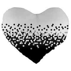 Flat Tech Camouflage White And Black Large 19  Premium Flano Heart Shape Cushions by jumpercat