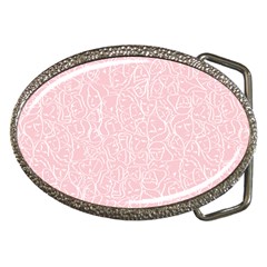 Elios Shirt Faces In White Outlines On Pale Pink Cmbyn Belt Buckles by PodArtist