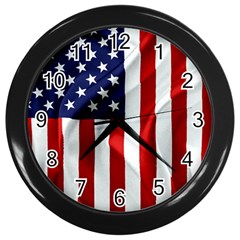 American Usa Flag Vertical Wall Clocks (black) by FunnyCow