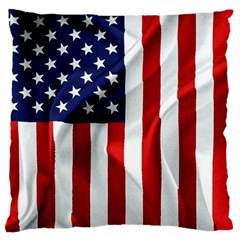 American Usa Flag Vertical Large Flano Cushion Case (one Side) by FunnyCow