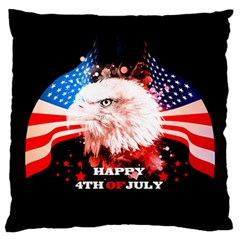 Independence Day, Eagle With Usa Flag Large Flano Cushion Case (one Side) by FantasyWorld7