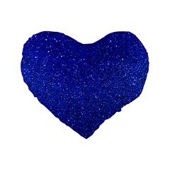 Blue Glitter Standard 16  Premium Flano Heart Shape Cushions by snowwhitegirl