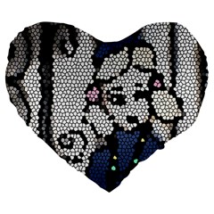 Pixie Girl Stained Glass Large 19  Premium Flano Heart Shape Cushions by snowwhitegirl
