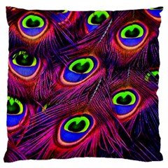 Peacock Feathers Color Plumage Standard Flano Cushion Case (one Side) by Celenk