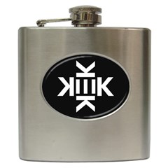 Official Logo Kekistan Circle Black And White On Black Background Hip Flask (6 Oz) by snek