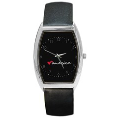 America Usa With Hearts Cursive Sexy Text Barrel Style Metal Watch by snek