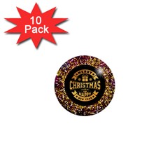 Christmas Golden Labels Xmas 1  Mini Buttons (10 Pack)  by Simbadda