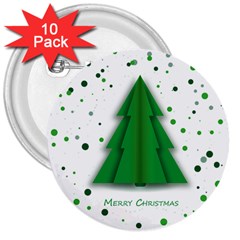 Fir Tree Christmas Christmas Tree 3  Buttons (10 Pack)  by Simbadda