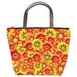Brilliant Orange And Yellow Daisies Bucket Bag Front