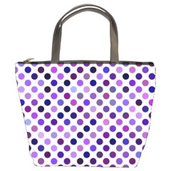 Shades Of Purple Polka Dots Bucket Bag by retrotoomoderndesigns