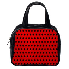 Red Black Polka Dots Classic Handbag (one Side) by retrotoomoderndesigns