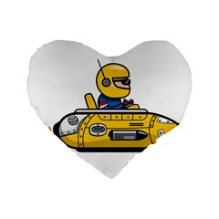 Cartoon Space Racer Galaxy Science Standard 16  Premium Heart Shape Cushions by Wegoenart