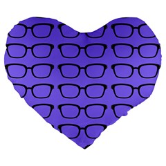Nerdy Glasses Purple Large 19  Premium Flano Heart Shape Cushions by snowwhitegirl