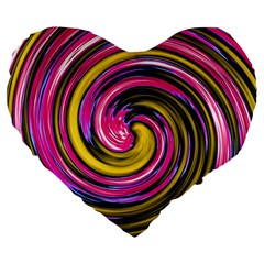Swirl Vortex Motion Pink Yellow Large 19  Premium Flano Heart Shape Cushions by HermanTelo