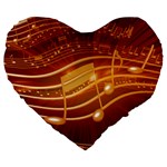 Music Notes Sound Musical Love Large 19  Premium Flano Heart Shape Cushions Front