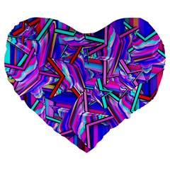 Stars Beveled 3d Abstract Large 19  Premium Flano Heart Shape Cushions by Mariart