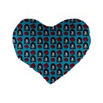 Girl Flower Pattern Blue Standard 16  Premium Heart Shape Cushions Back