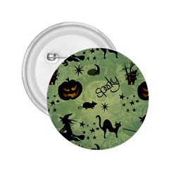 Funny Halloween Pattern With Witch, Cat And Pumpkin 2 25  Buttons by FantasyWorld7