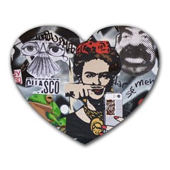 Frida Kahlo Brick Wall Graffiti Urban Art With Grunge Eye And Frog  Heart Mousepads by snek