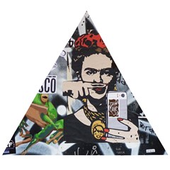 Frida Kahlo Brick Wall Graffiti Urban Art With Grunge Eye And Frog  Wooden Puzzle Triangle by snek