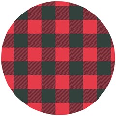 Canadian Lumberjack Red And Black Plaid Canada Wooden Puzzle Round by snek