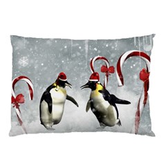 Funny Penguin In A Winter Landscape Pillow Case by FantasyWorld7