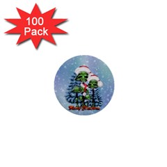 Merry Christmas, Funny Mushroom With Christmas Hat 1  Mini Buttons (100 Pack)  by FantasyWorld7