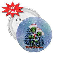 Merry Christmas, Funny Mushroom With Christmas Hat 2 25  Buttons (100 Pack)  by FantasyWorld7