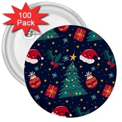 Colorful Funny Christmas Pattern 3  Buttons (100 Pack)  by Vaneshart
