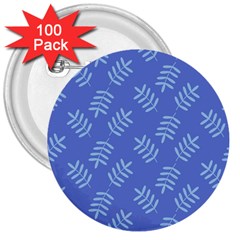 Leaves Ferns Blue Pattern 3  Buttons (100 Pack)  by Vaneshart