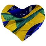 Brazil Flags Waving Background Large 19  Premium Flano Heart Shape Cushions Back